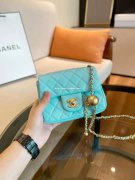 chanel羊皮浅蓝金珠包香奈儿CF金属球女包顶级品质