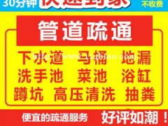 专业疏通厕所下水道马桶，高压车清洗管道，