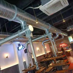 佛山炭烤烤肉店通风管道排烟白铁管道定制烤肉店排油烟