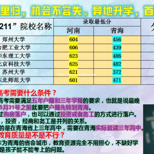 今将千里归，机会不容失。异地升学，首荐青海