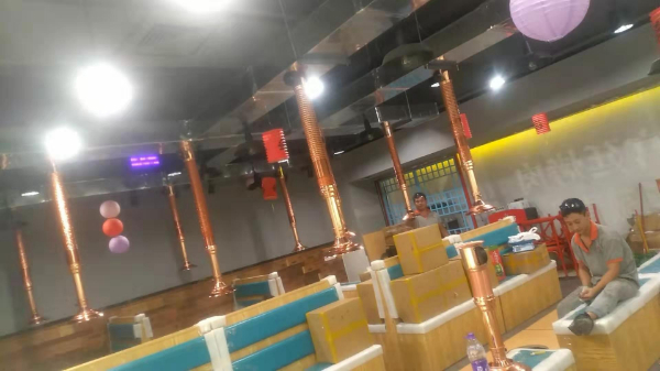增城区新塘镇自助烤肉店抽油烟风机油烟管道制作排烟设备更换改效果