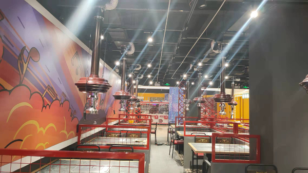 惠州市烤肉店专业安装排油烟管道抽风机不锈钢烟罩定制