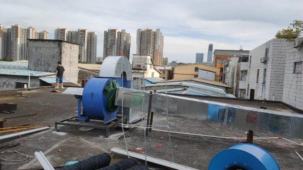 深圳市饭店专业厨房排烟不锈钢烟罩抽风机定制