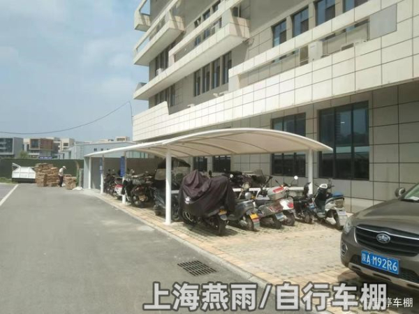 静安区双立柱拱型电动车停车蓬-造型停车棚-款式设计-提供图纸